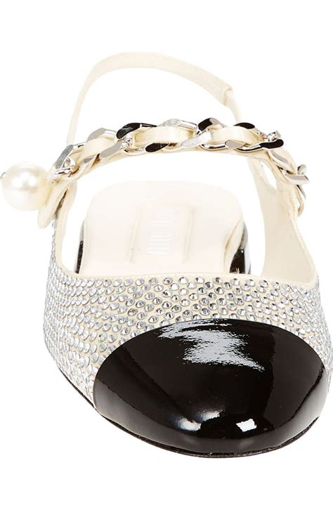 Miu Miu Imitation Pearl Crystal Embellished Slingback Sandal 